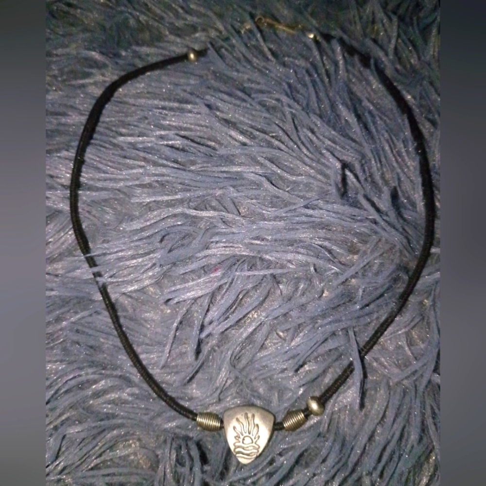 Black Cord Necklace with Silver Accent